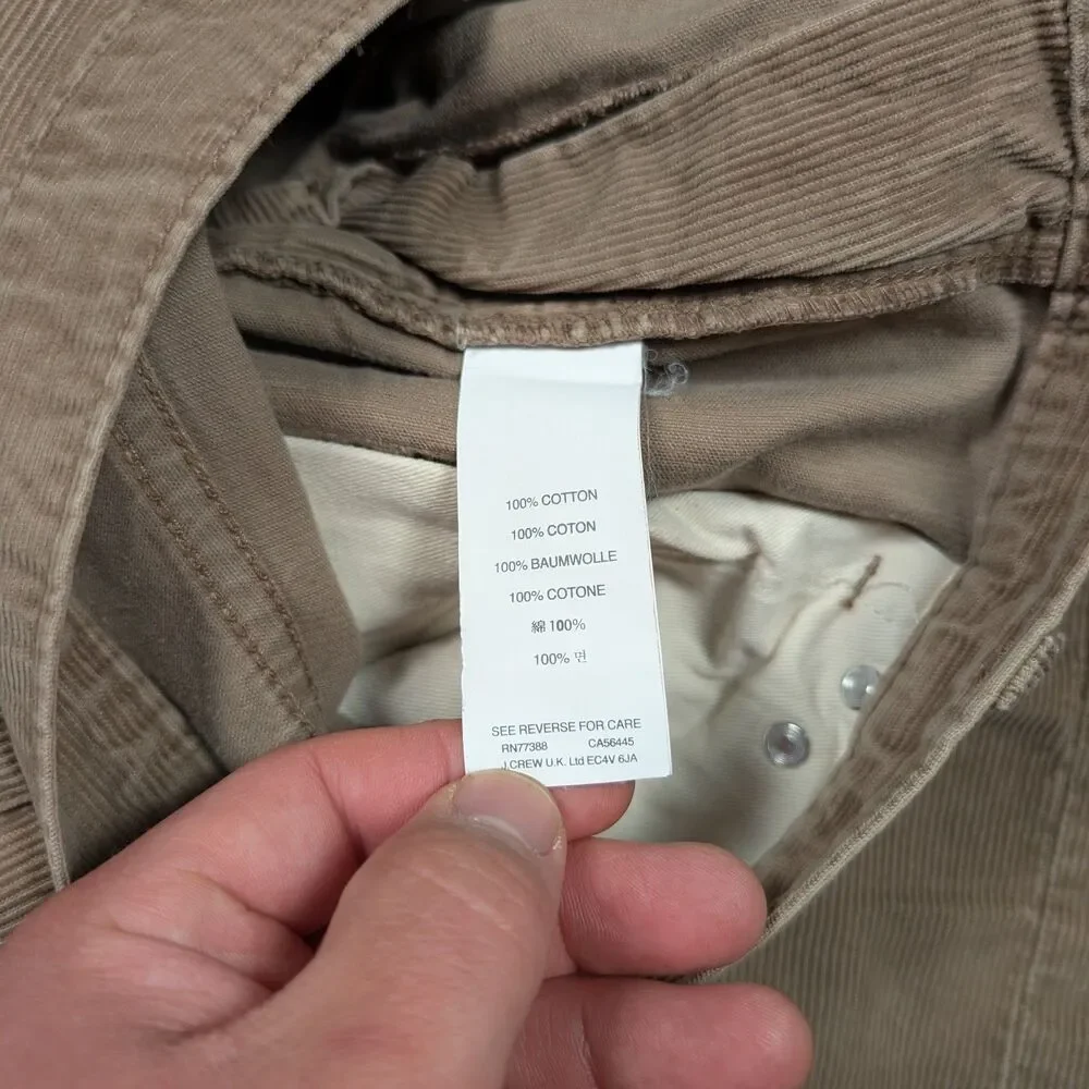 J Crew 770 Straight Fit Corduroy Pants Men 32x34 Beige City Cotton 5 Pocket